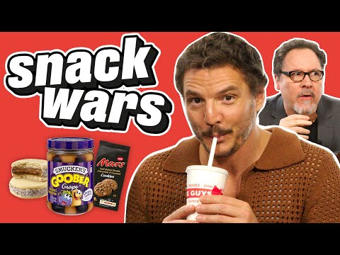 Pedro Pascal &amp; Jon Favreau Compare American and Chilean Snacks | Snack Wars | @LADbible