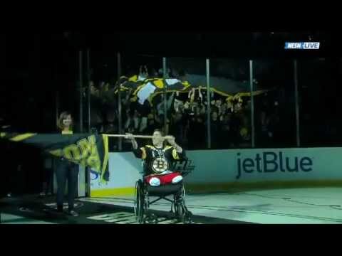 Jeff Bauman Carrying the Boston Strong Flag on Bruins Game 2 05/04/13